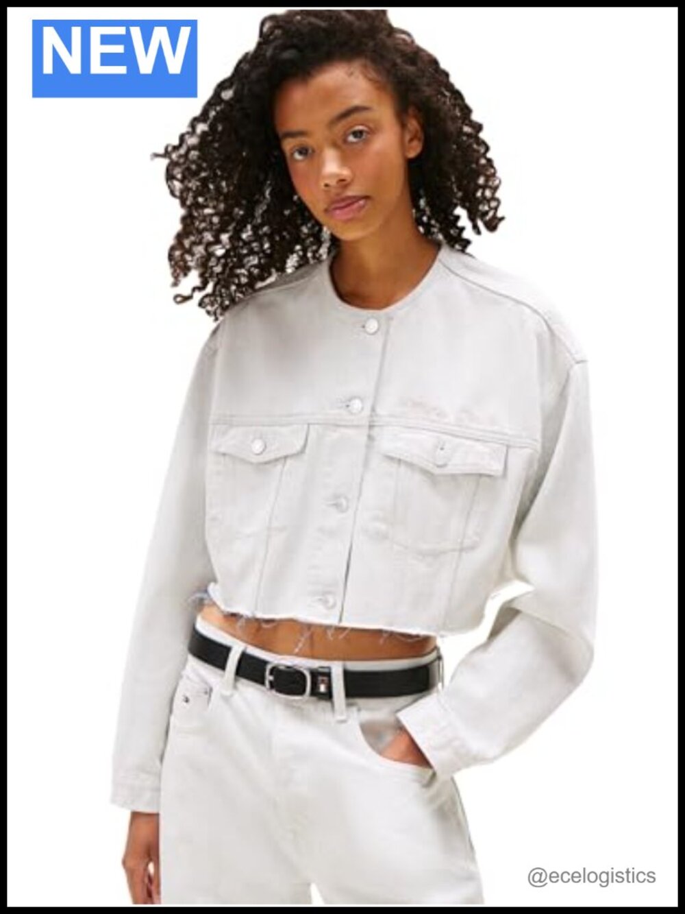 Lightweight Cropped Denim Jacket with Stretch, Recycled Cotton Blend